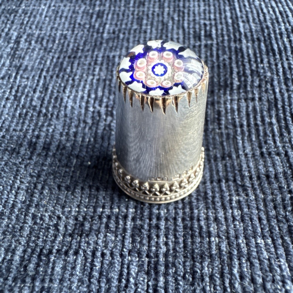 vintage sterling silver millefiori thimble