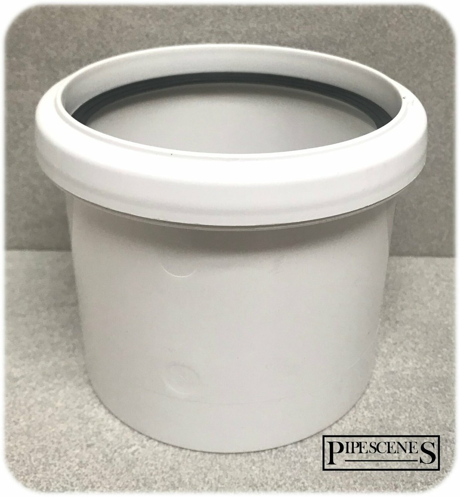 110mm Soil Pipe Single Socket - Glued to Pushfit Adaptor Coupling Joint WHITE