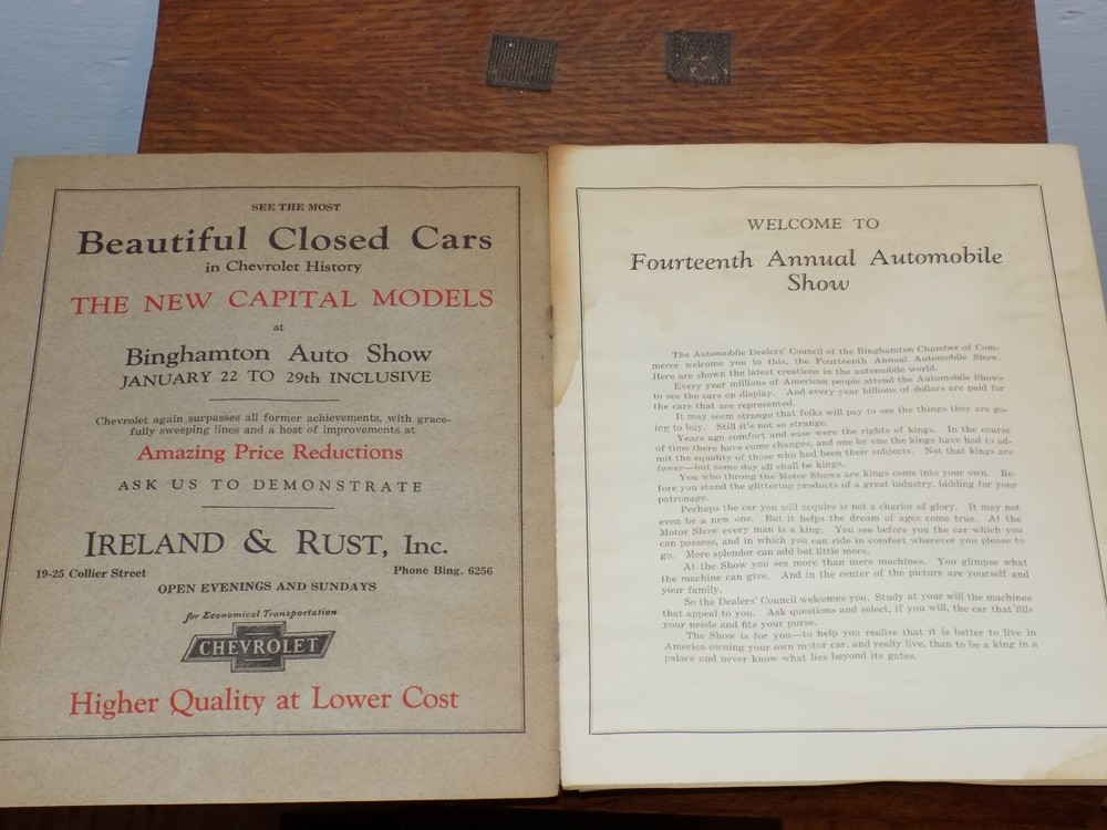 Vintage 1927 Binghamton, NY Auto Show Program