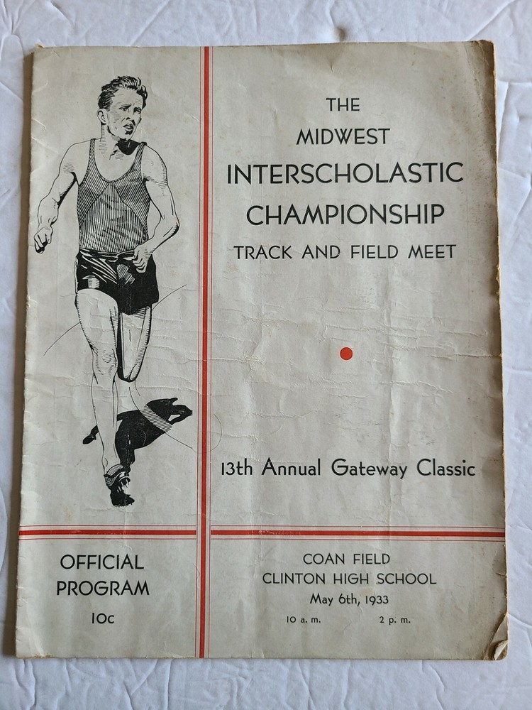 1933 Midwest Interscholastic Championship track & Field Meet Program, Clinton HS