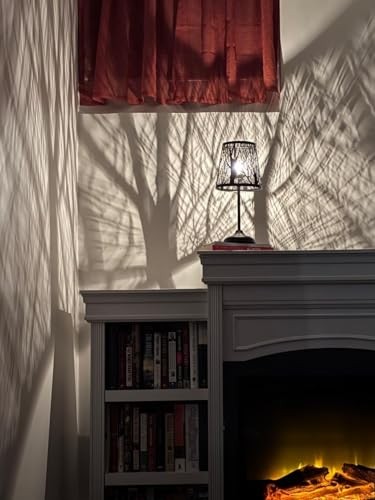 3 Level Dimmable Touch Table Lamp, Black Metal Tree Pattern Touch Control