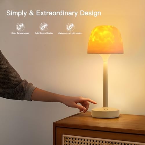 Ocean Wave Cordless Projector Light, USB Rechargeable Cordless Night Light