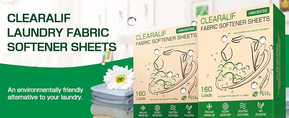 laundry Fabric Softener Sheets, Unscented, 160 Loads, Eco