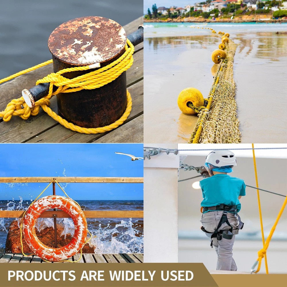 1/2'' 200' Floatable 3 Stand Yellow Poly Cord Twisted Rope