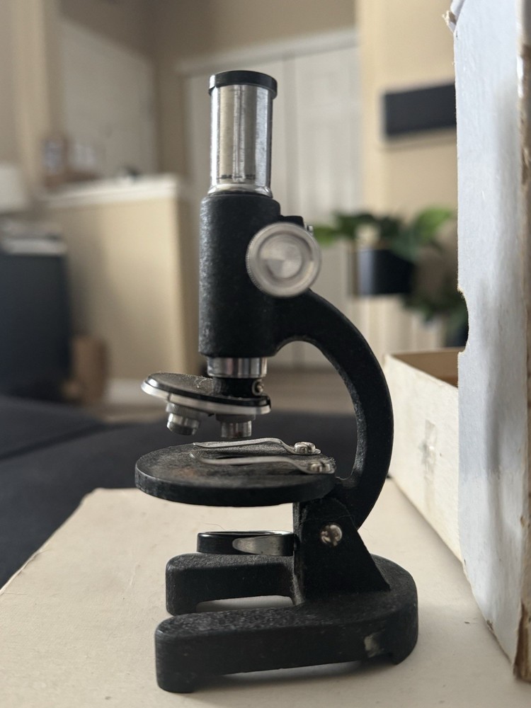 VINTAGE 8" MINI-MICROSCOPE JAPAN Works! With Box