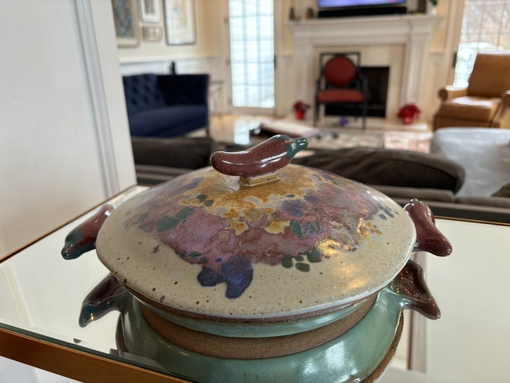 Fun Ceramic Tortilla Warming Dish With Pepper Handles