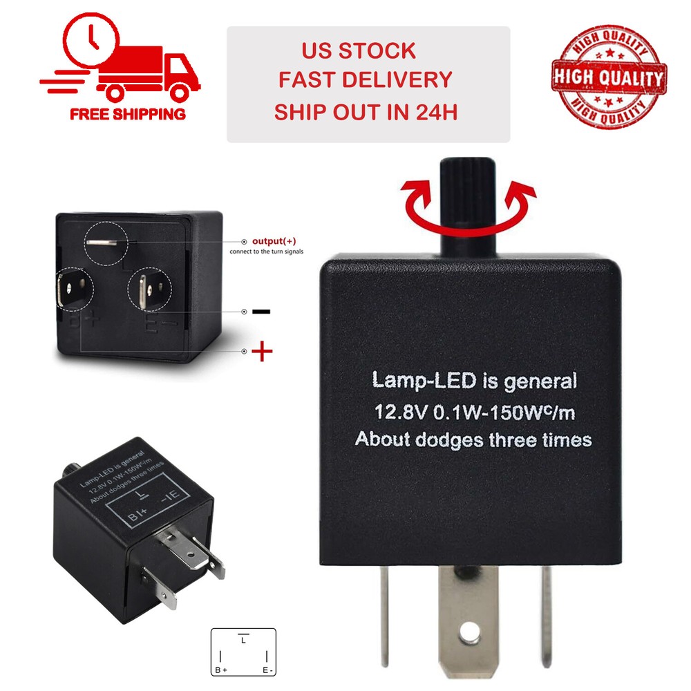 3-Pin Car Flasher Relay Fix Light LED Lamp Turn Signal Hyper Flash CF13 JL-02 US