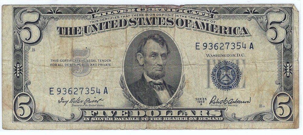 1953 A  $5 SILVER CERTIFICATE