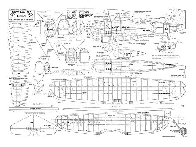 Curtiss Hawk P6-E C/L 36" Wingspan RC Model Airplane Printed Plans & Templates