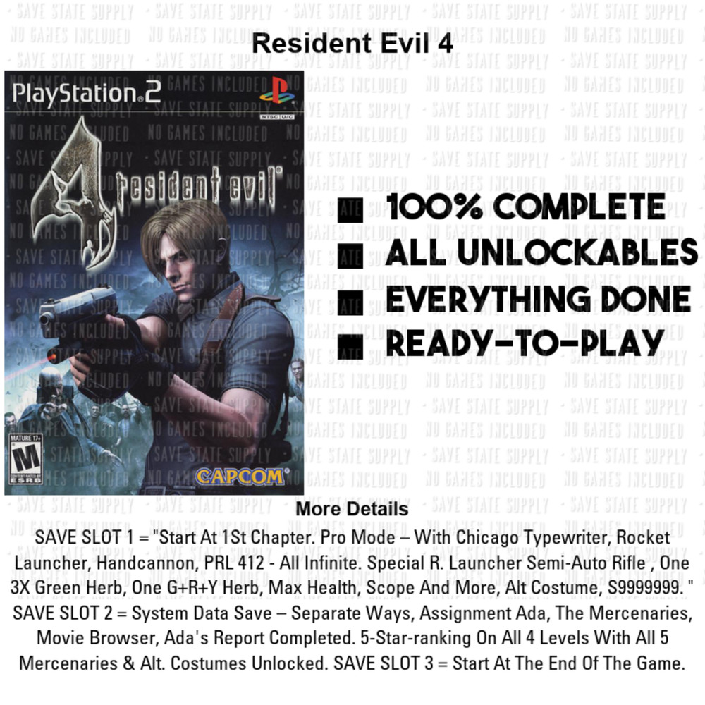 Resident Evil 2, 3, 4, 5, 6, OutBreak, Veronica PS2 PS3 Memory Card USB
