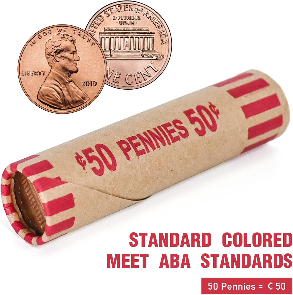 100 PCS Preformed Coin Wrappers Rolls-Pennies