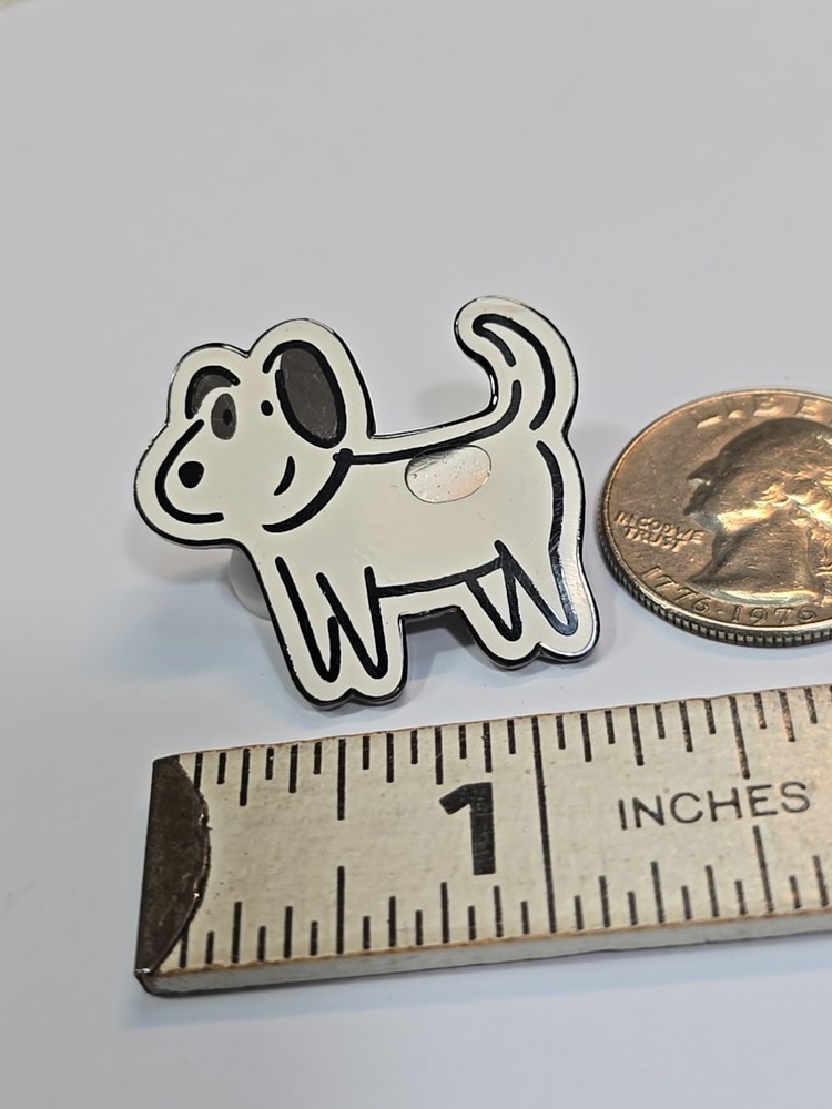 Cute Cartoon Dog Black & White Lapel Pin