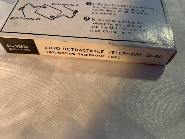 8 FT AUTO-RETRACTABLE TELEPHONE FAX / MODEM CORD LUCENT TECHNOLOGIES-$1