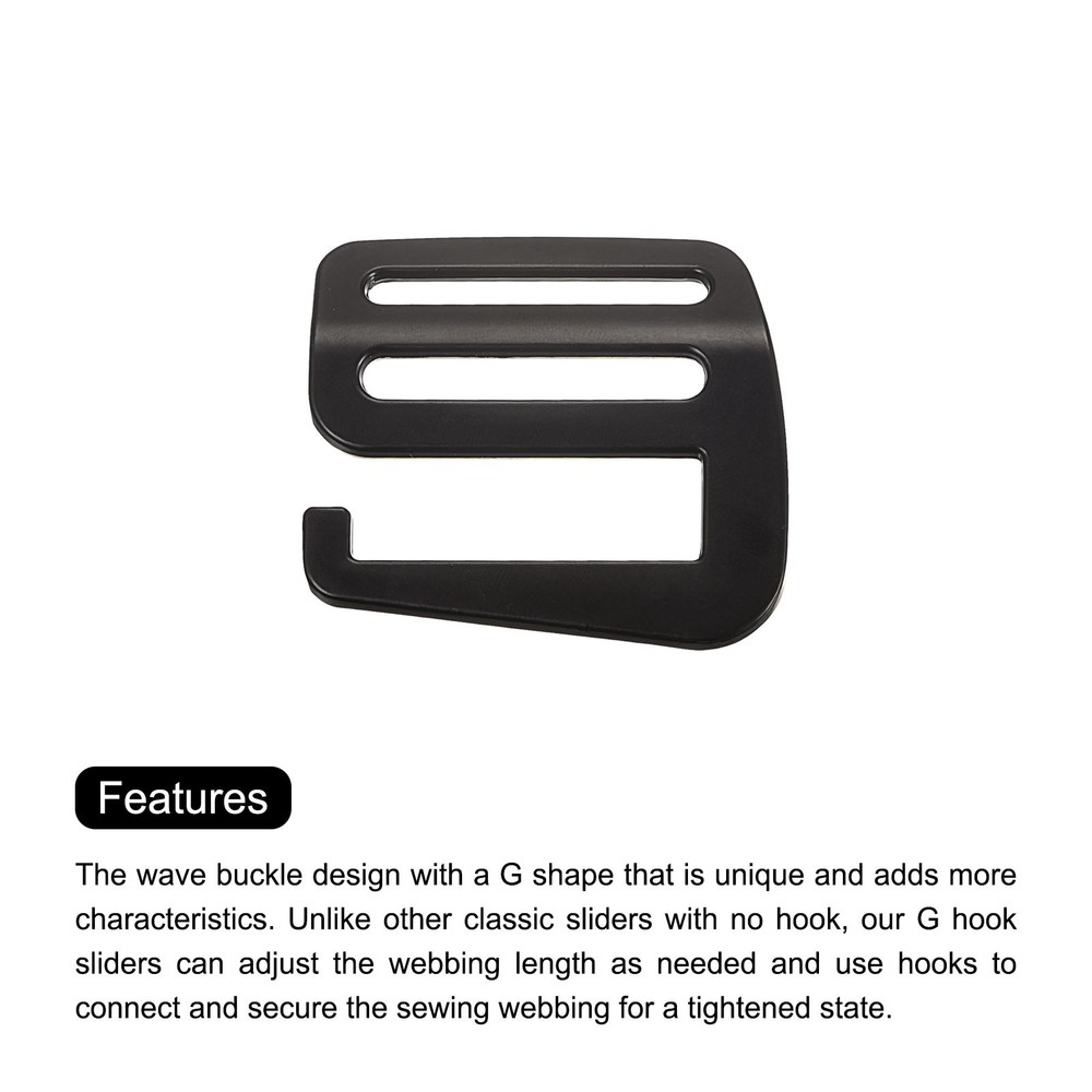 1.26" Webbing Release G Hook Buckle Adjuster for Backpack Strap 2Pcs Matte Black
