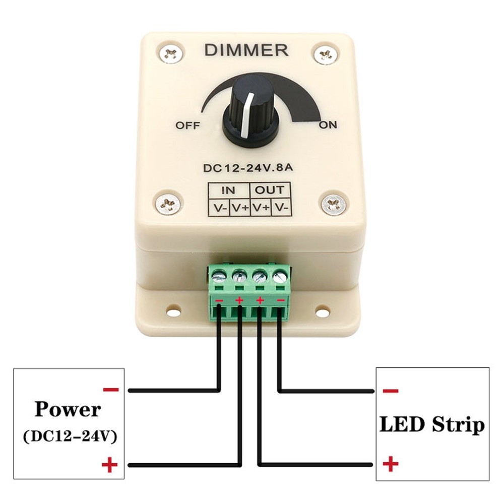 DC 12V 24V LED Dimmer Switch 8A Brightness Controller For LED Strip Light Lamp D