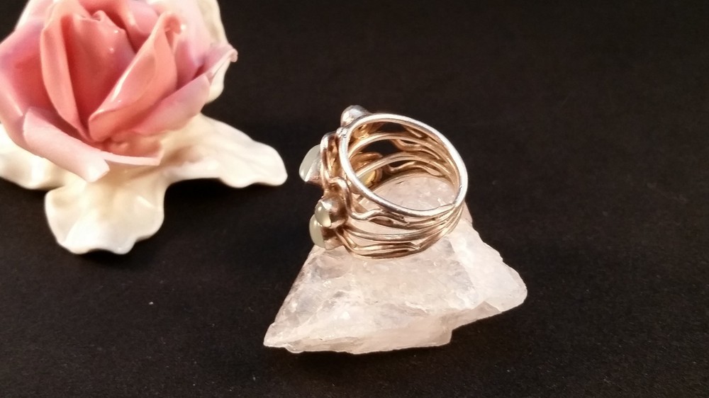 Silver ring gemstone ring silver tested moonstone 56 (17.8 mm Ø)