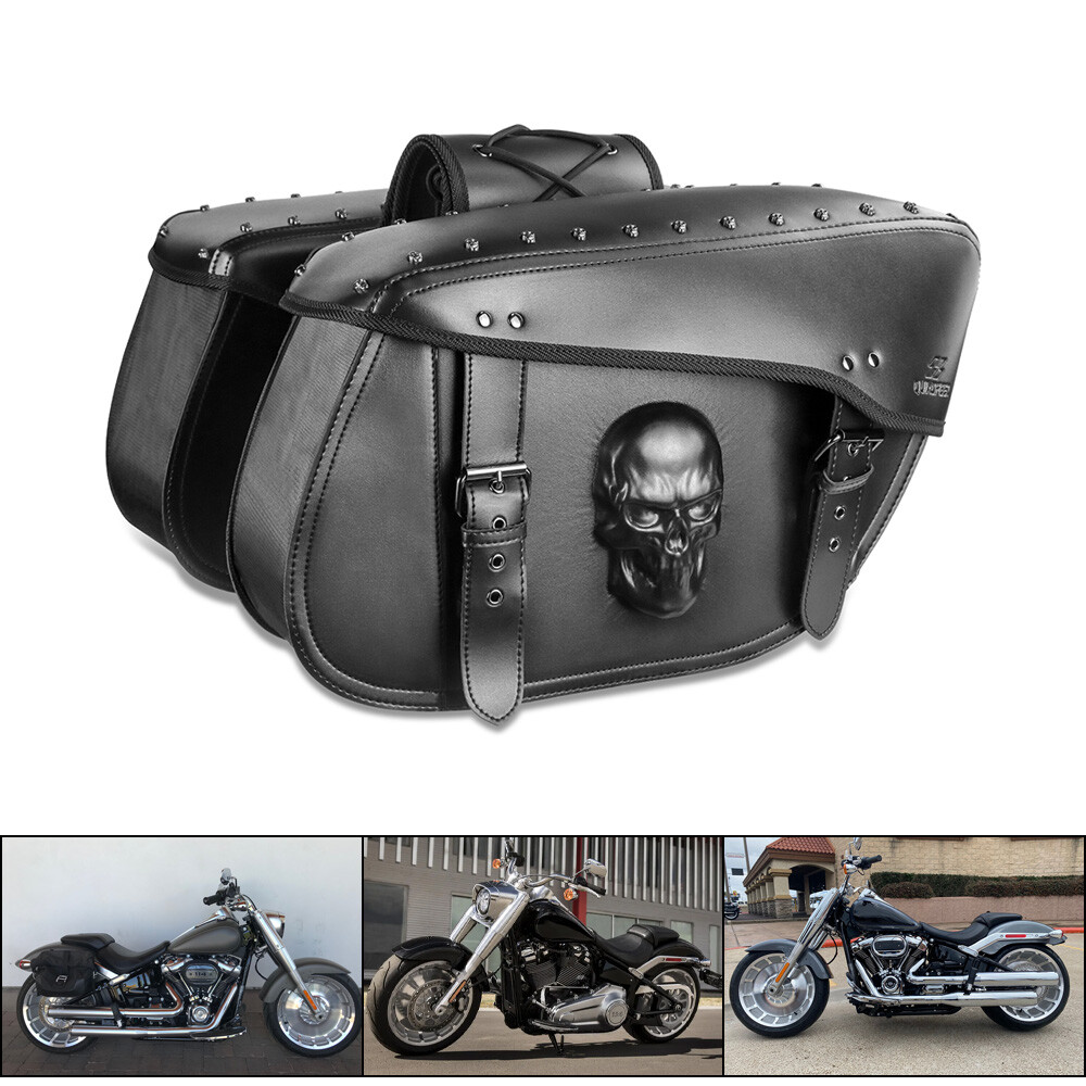 Motorcycle Saddle bag Tool Side bag Storage Luggage 3D Skull