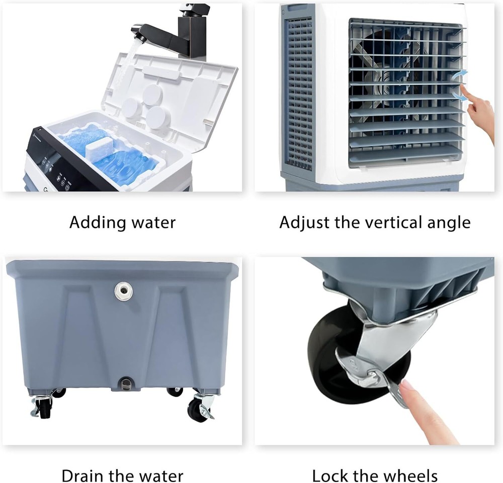 Evaporative Swamp Cooler w/ 5.3 Gallon Water Tank+Touch Screen+Remote Control