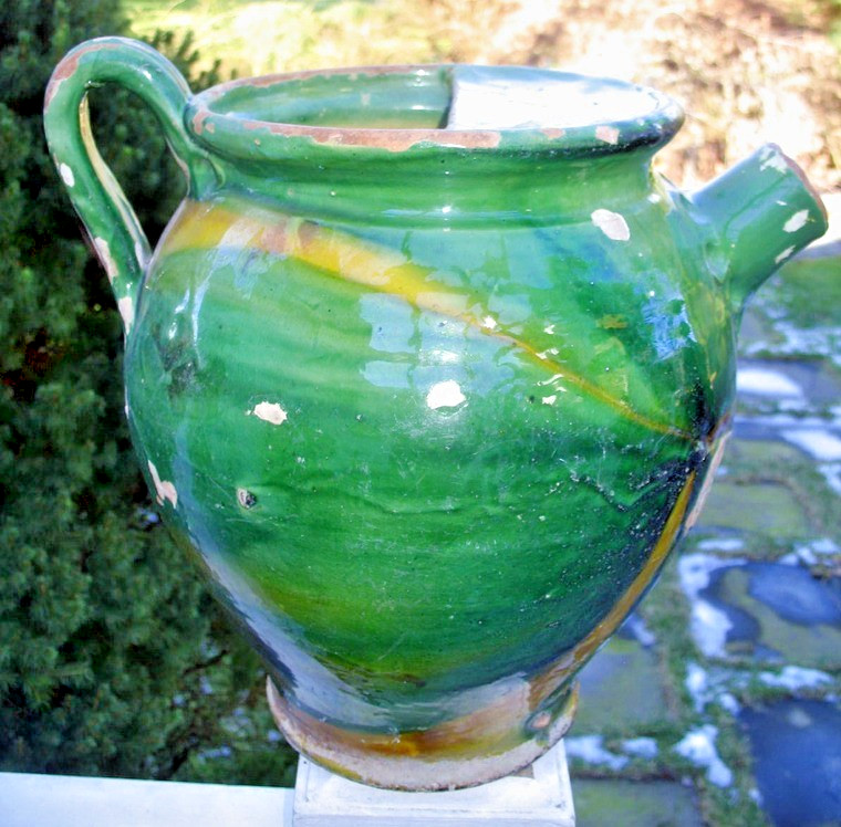 FRENCH ANTIQUE SUGAR JAR POT CERAMIC VESSEL EARTHENWARE POTTERY