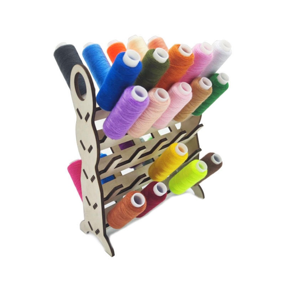 Wooden Thread Spool Rack Sewing Thread Holder Compact