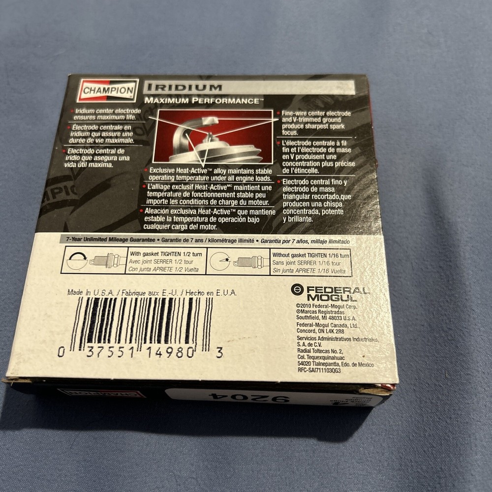 Spark Plug-Iridium Champion Spark Plug 9204