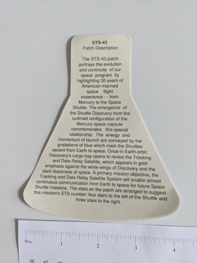 SPACE FLIGHT NASA STICKER DECAL STS-43 SPACE SHUTTLE DISCOVERY