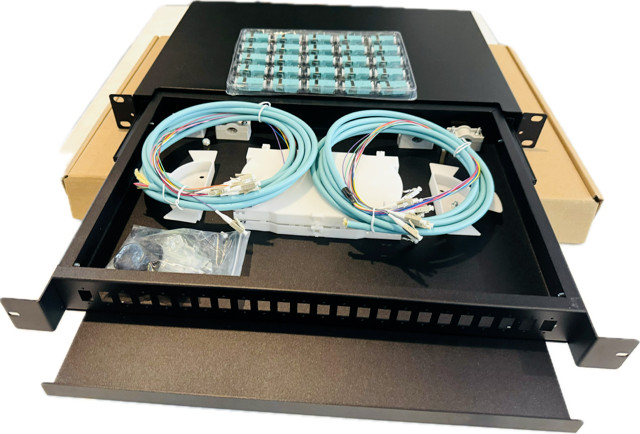 LC OM3 12 Duplex 24 Port Fiber Patch Panel With Full Solution  1RU Rack Mount-92