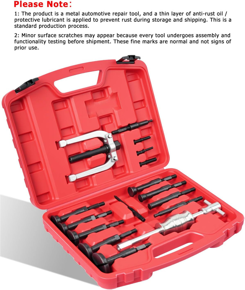 16Pcs Blind Hole Collet Bearing Puller Inner Extractor Slide Hammer Removal Tool