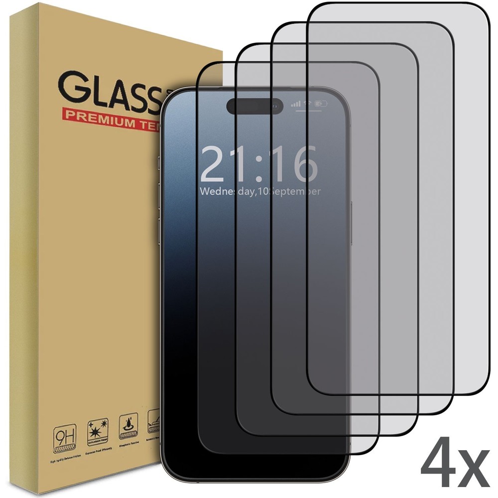 4-Pack For Apple iPhone Full Coverage Tempered Glass Screen Protector Saver Film