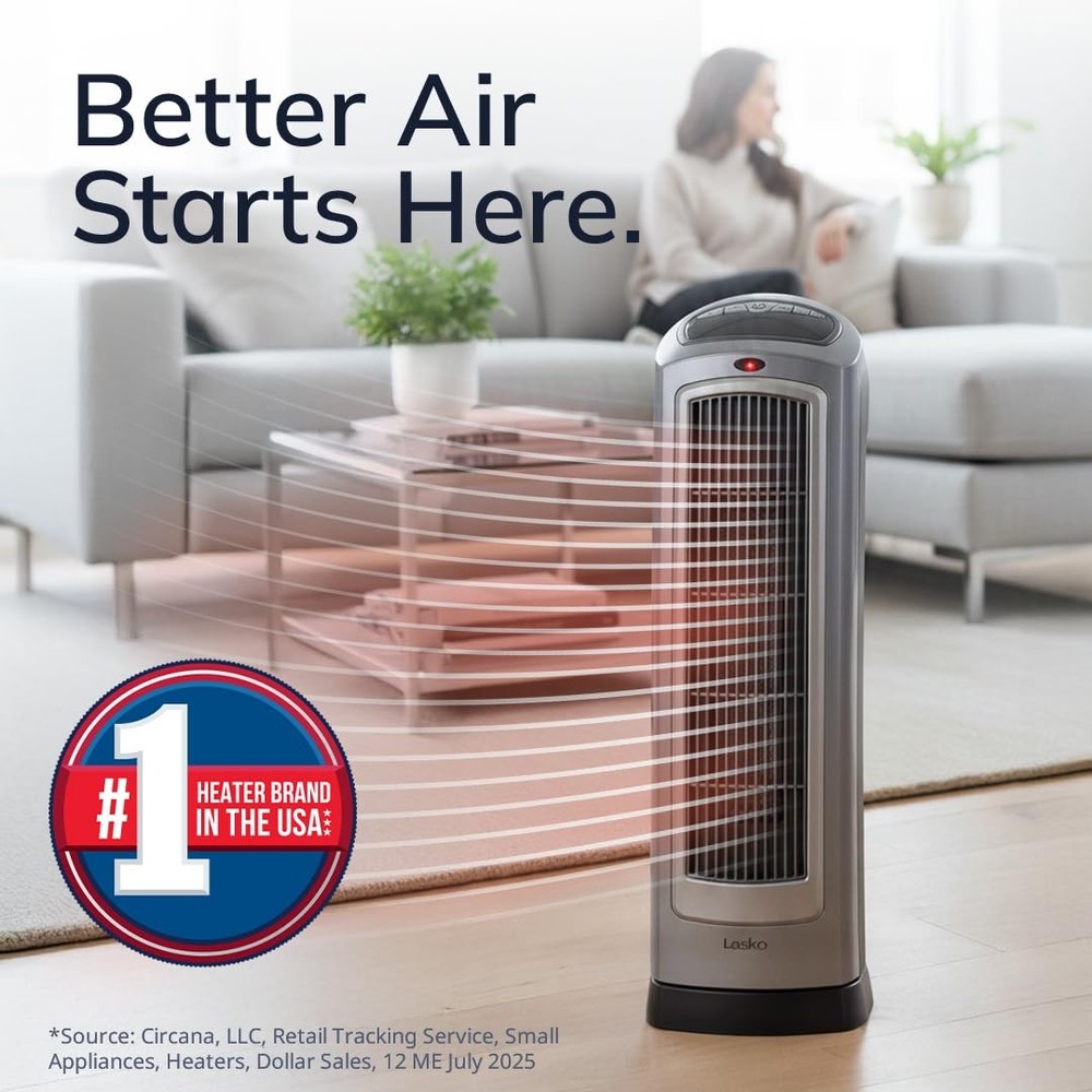 Oscillating Digital Ceramic Tower Heater, 1500W, Thermostat, Timer, Remote, 23"