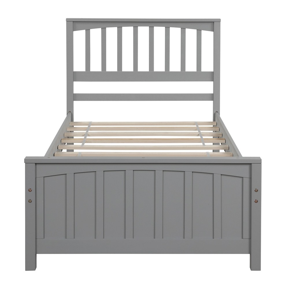 Wood Platform Bed Twin Size Platform Bed, Gray