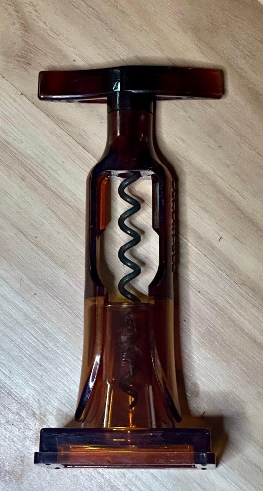 Herbert Allen SCREWPULL Amber Acrylic Cork Remover w/ Stand MCM Barware