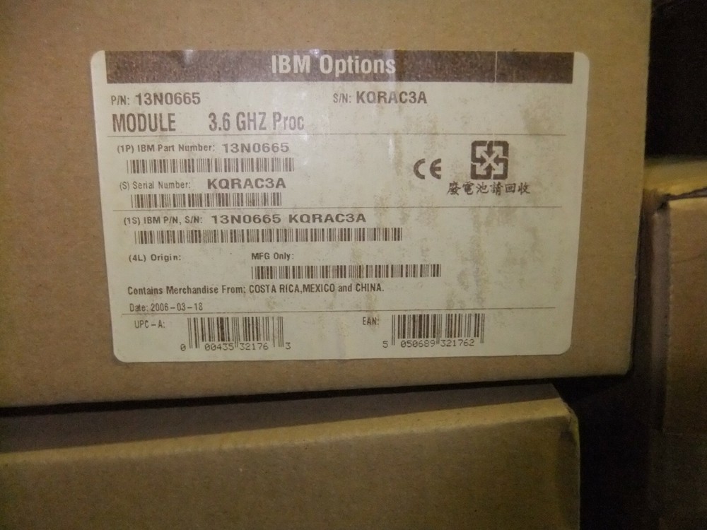 IBM Xeon 3.6Ghz 1MB 800Mhz Socket-604 DP CPU Processor Kit 13N0665