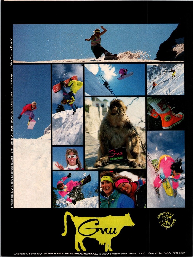 Gnu Snowboard Alan Becker Print Ad Ephemera Wall Art Decor Antigravity