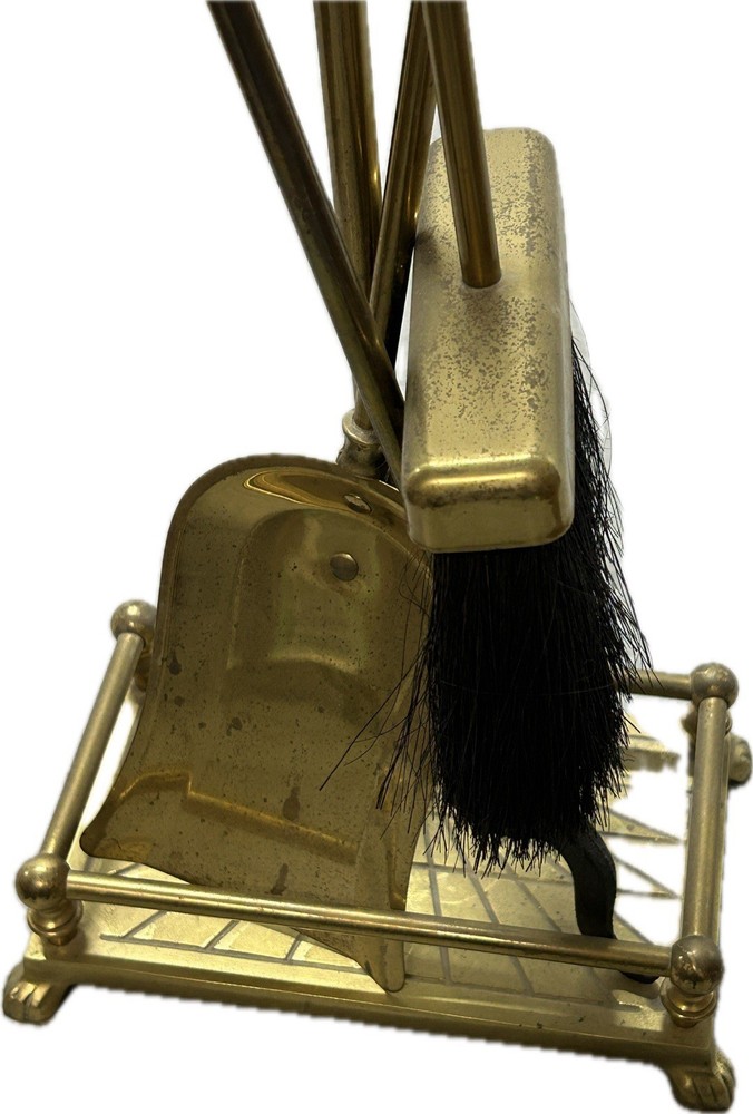 Mid Century St. Clair Glass And Brass Fireplace Tool Set