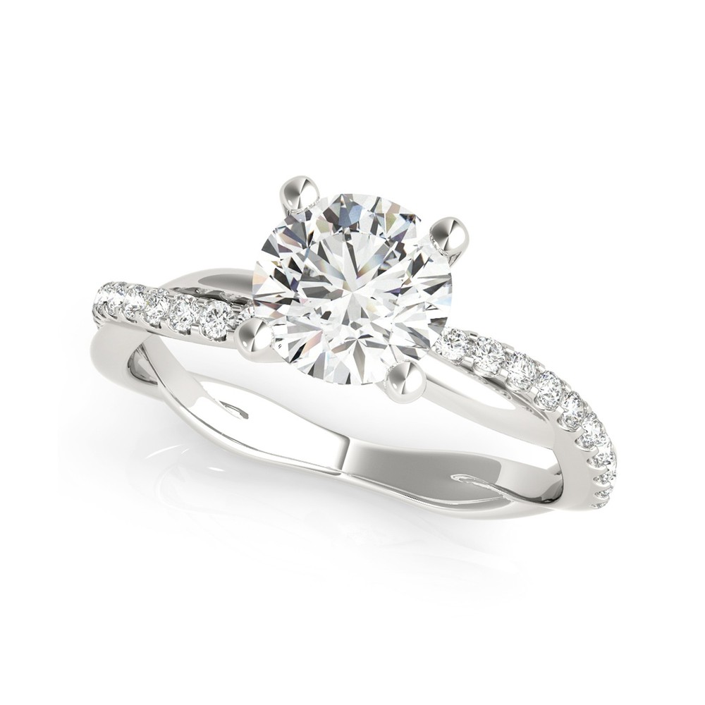 925 Sterling Silver 6mm Round Engagement Ring Setting with Side Stones
