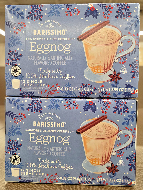 Barissimo Eggnog 12 Cups Medium Coffee 3.99oz 113g (2 Boxes)