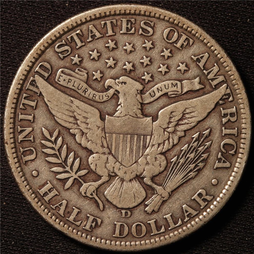 1908 D BARBER HALF DOLLAR, VERY FINE, TOUGH DATE!