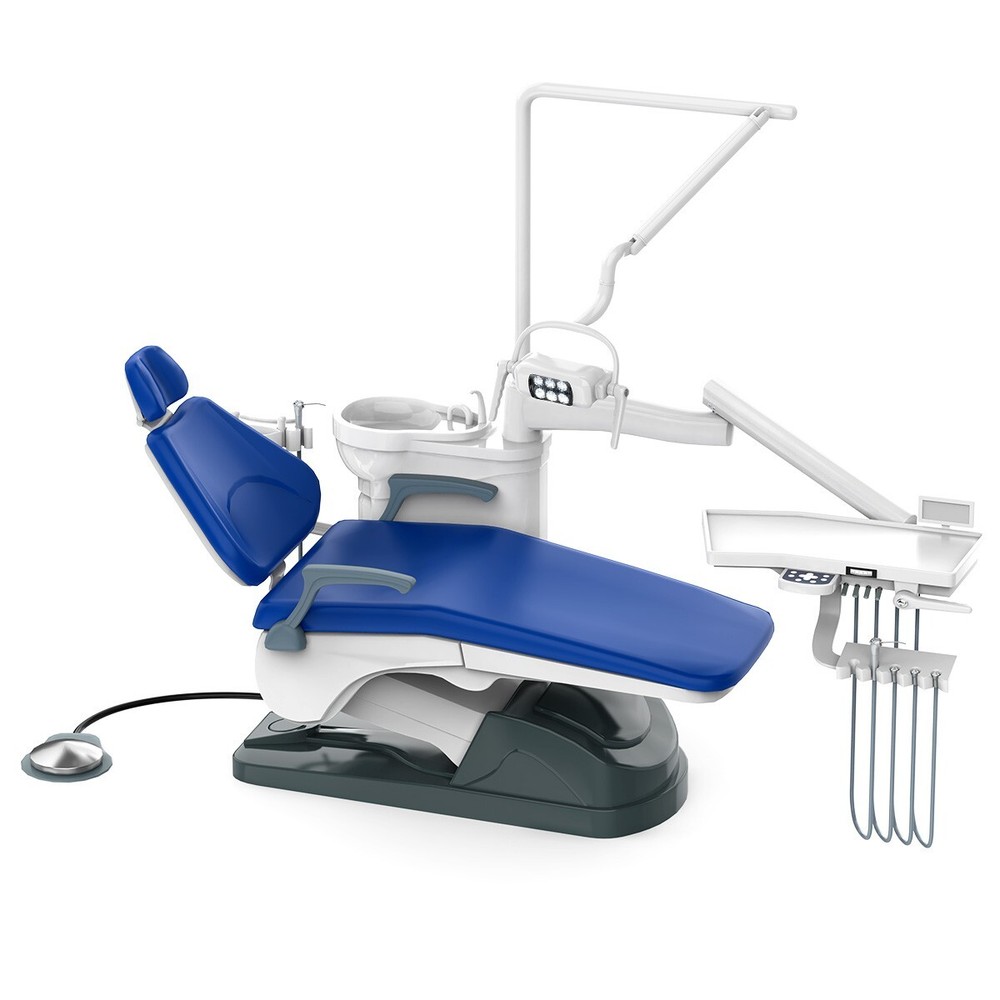 FDA Dental Unit Chair Computer Controlled DC Motor PU Leather With Stool Kit