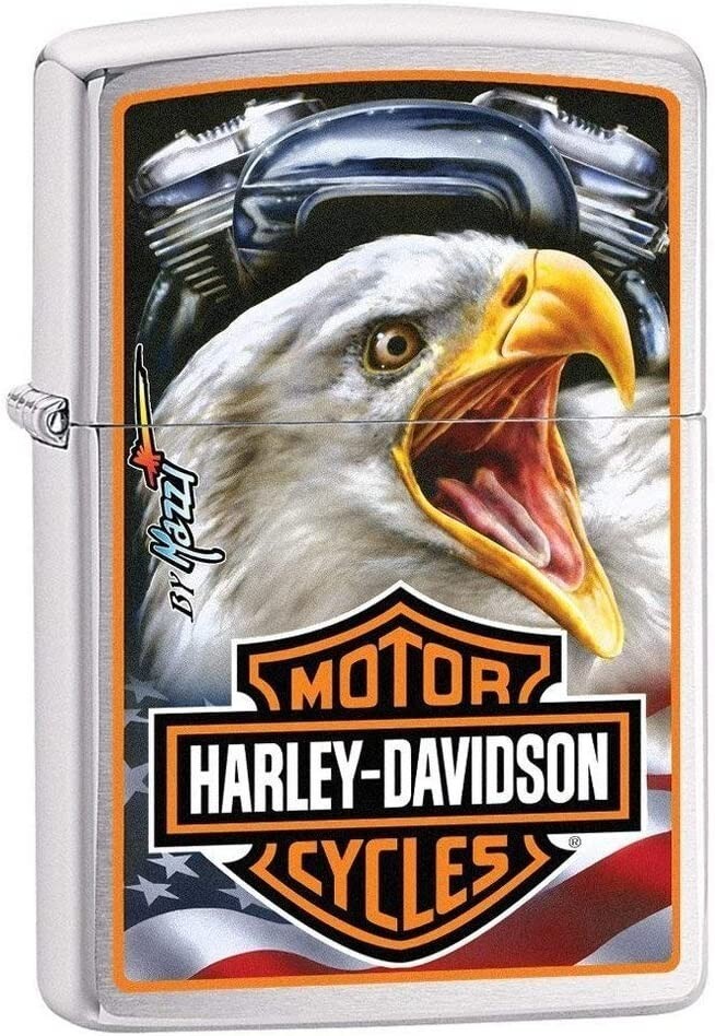 Zippo Harley Davidson Mazzi Eagle Brushed Chrome Finished 29499
