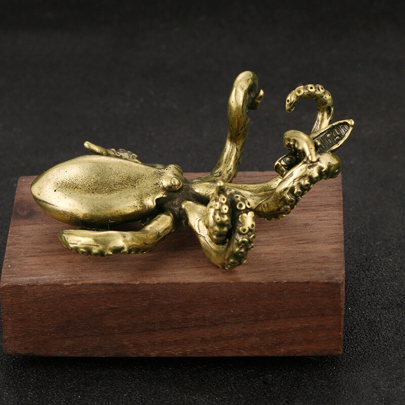 Rare Solid Brass Octopus Figurine Statue Home Ornaments Animal Figurines Gift