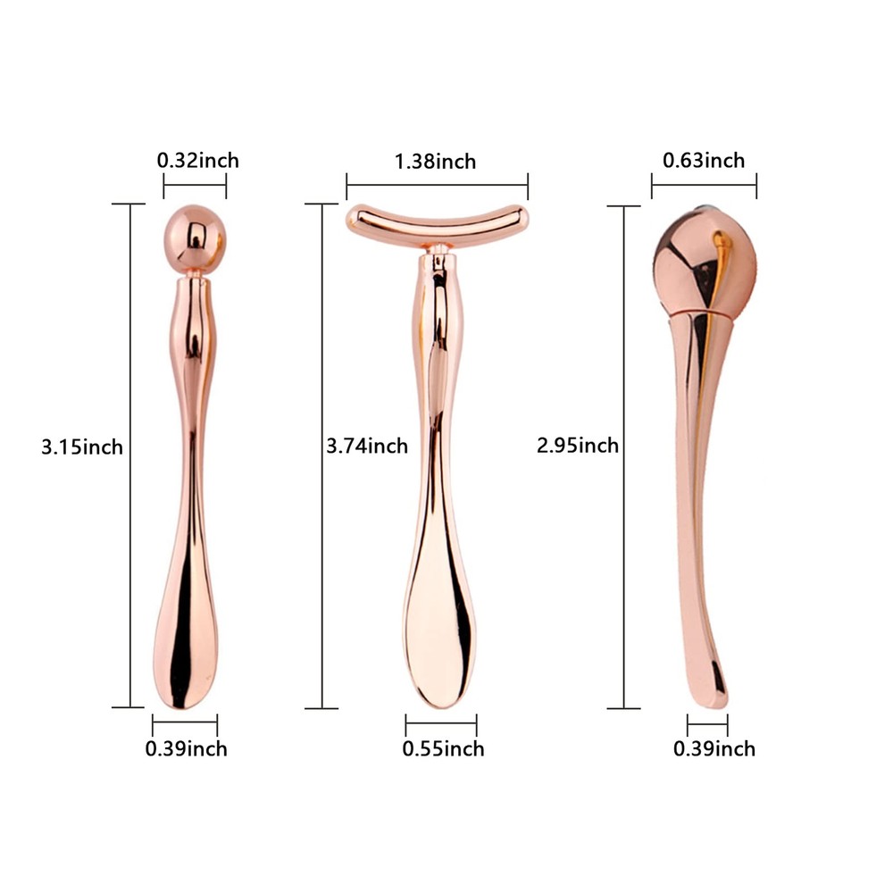 3 Pack Metal Eye Cream Applicator Face Roller Massager Wand Stick Tool
