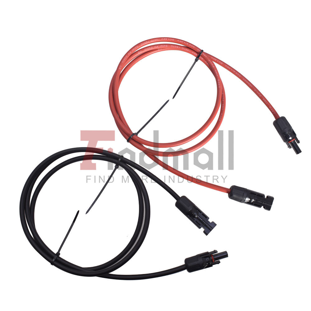 1 Pair 12 AWG Solar Panel Extension Cable Wire Connector 5ft Black + Red