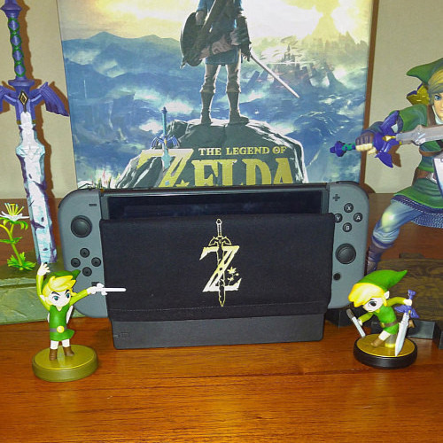 Gold Zelda Mastersword Nintendo Switch Dock Sock Cover Screen Protector