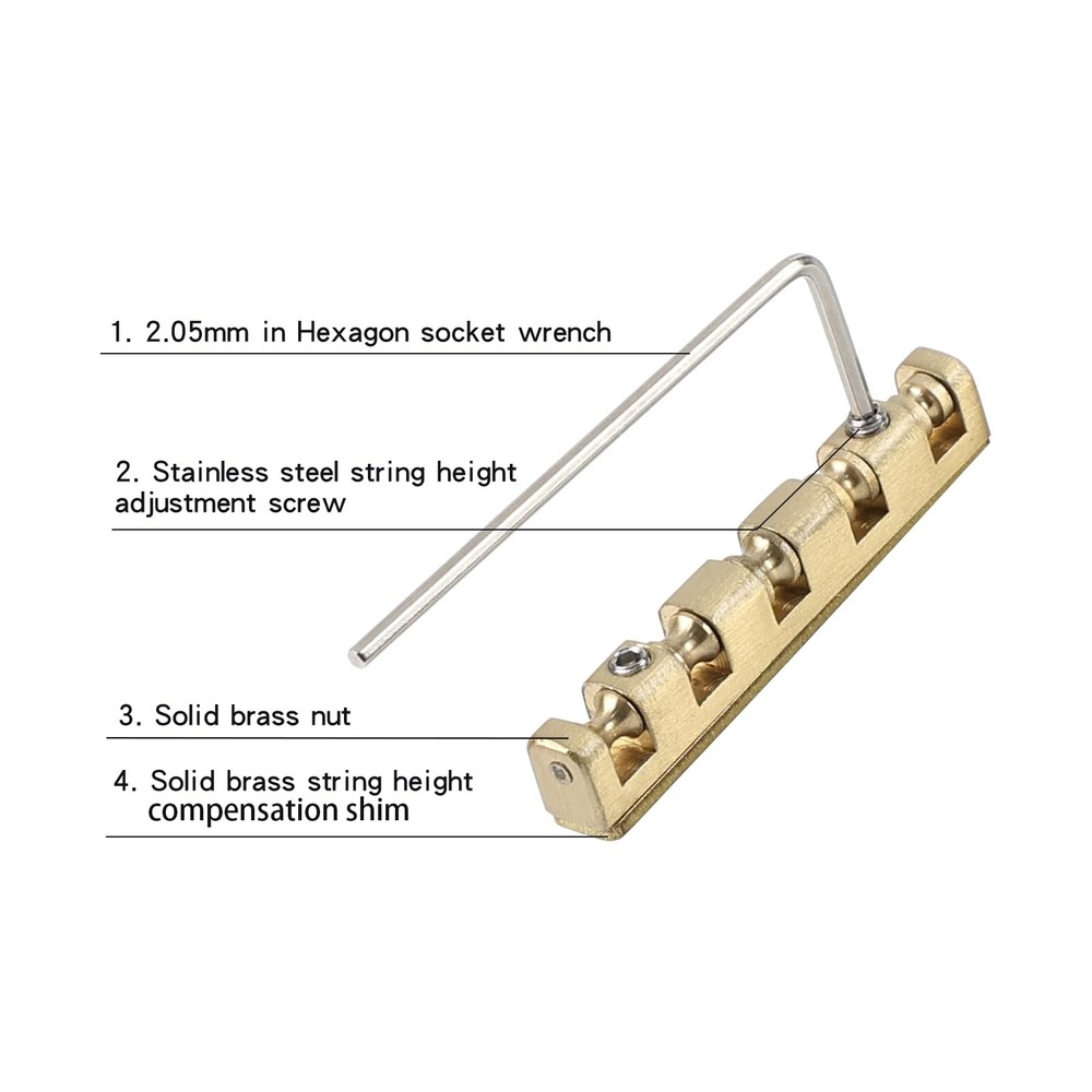 Brass 5 String Bass Roller Nut Adjustable Replacement