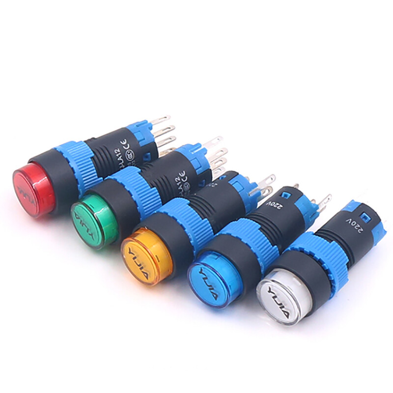 Latching/Momentary Round Push Button Switch 12mm 1 NO 1 NC LED Illuminated LA12