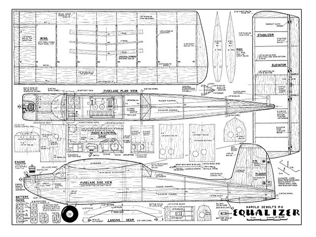 Equalizer Stunt Model 56" Wingspan RC Model Airplane Printed Plans & Templates