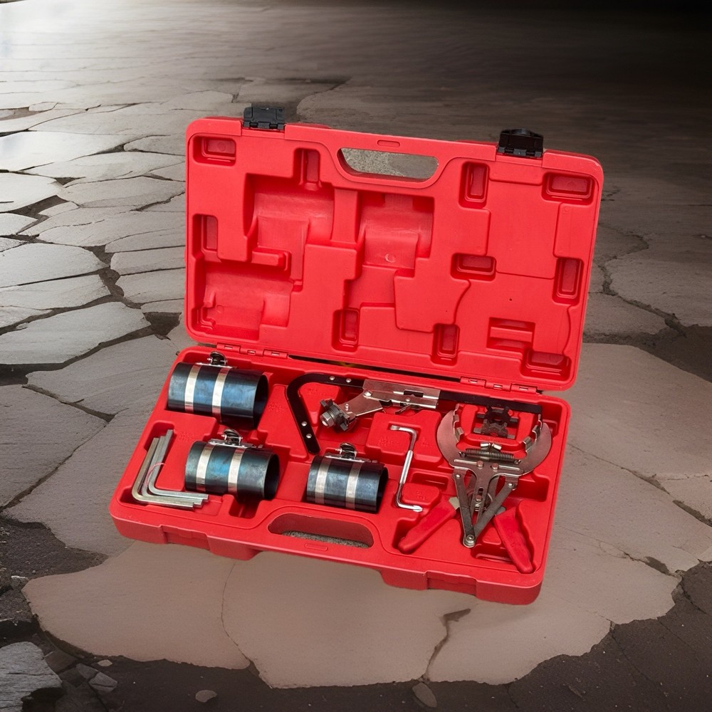 Piston Ring Service Tool Set Adjustable Ring Compressor Plier Grove Cleaner