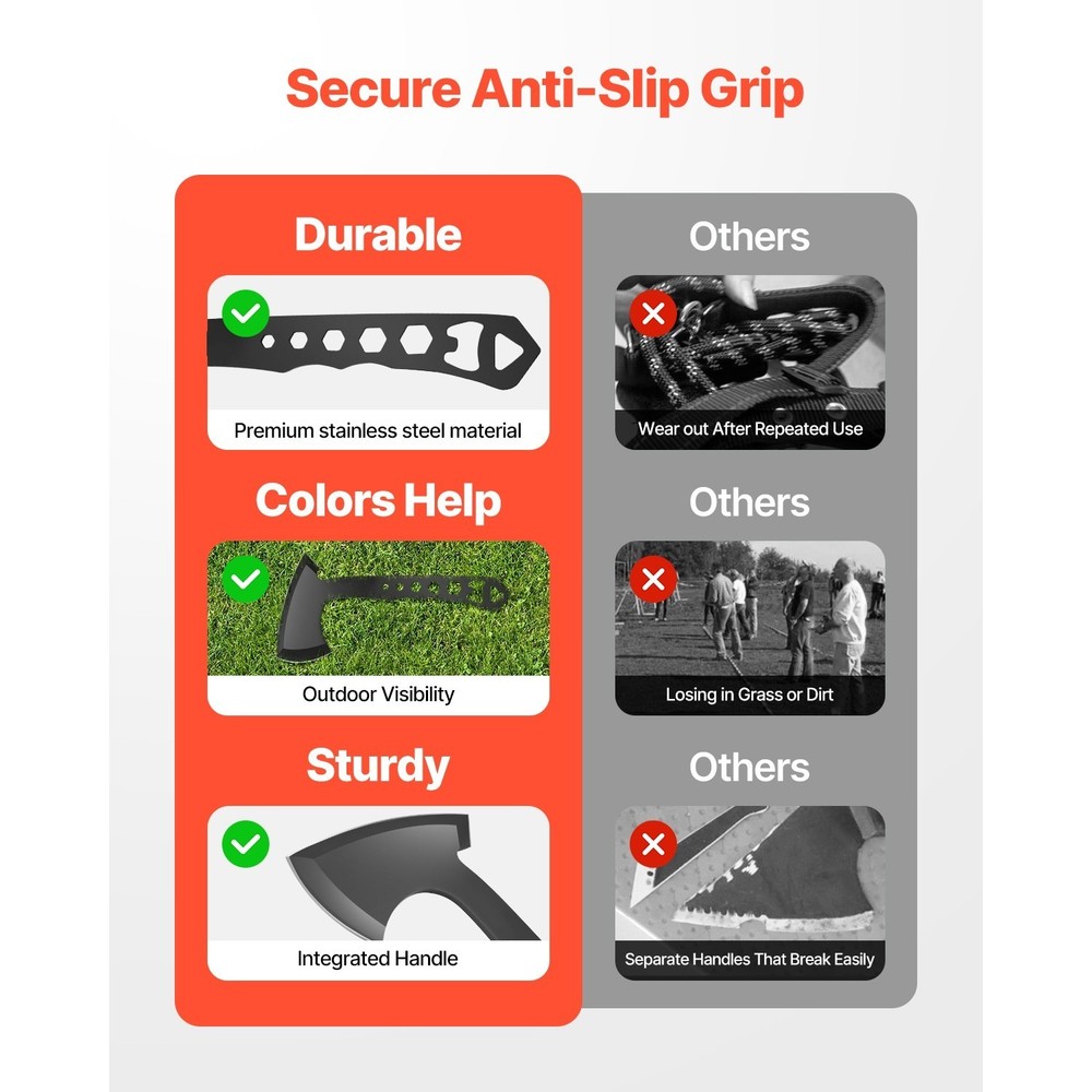 VEVOR 3-Piece Throwing Axes Set – Tomahawks w/ Multi-Function Handle, Wrench, Bo