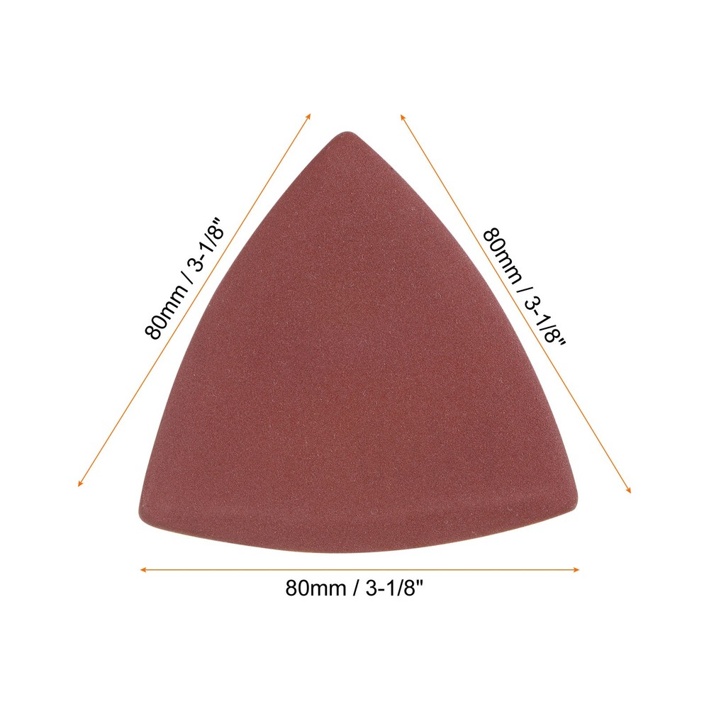 120pcs 400 Grits 80mm Aluminum Oxide Triangular Hook & Loop Sandpapers Pads